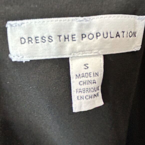 Dress The Population Ruffled 3/4 Sleeves Midi Cocktail Dress Black Women S NWOT - Picture 3 of 9